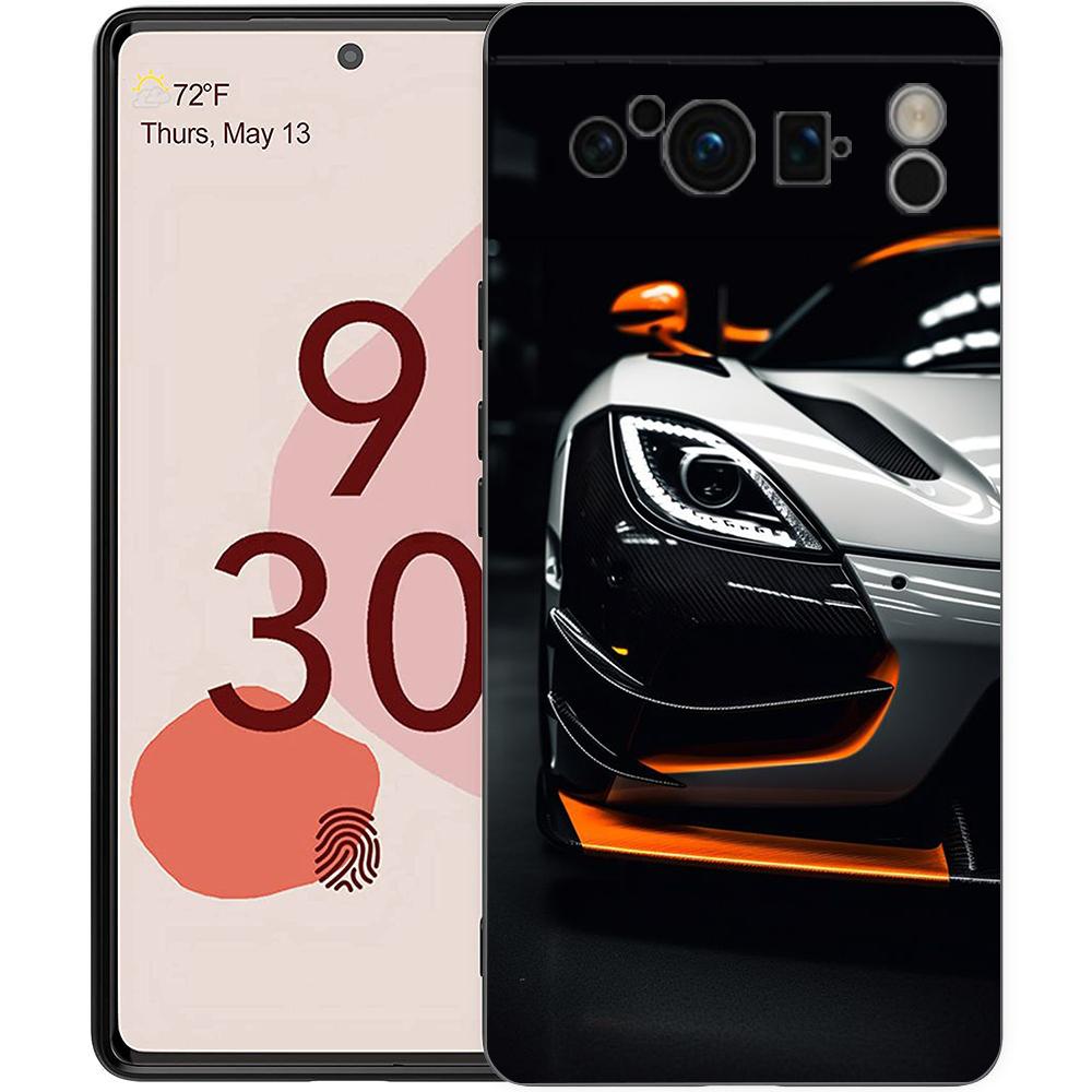 Super Car Sport Phone Case For Google Pixel 8 7 6 Pro 8A 6A 7A 5G Soft Silicone Shockproof TPU Black Cover Fundas
