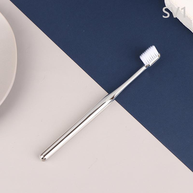 

1 шт. роскошная мягкая зубная щетка для мужчин и женщин, зубная щетка для взрослых, гальванизированная, золотого и серебряного цвета, зубные щетки 1 серебряный