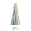 Kaslead New Women Clothes Western Style Backless Sexy V-neck Hanging Neck Lace-up Contrast Color Pleated Long Dress