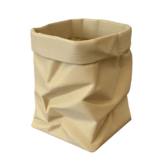

Cute Paper Bag Style Pen Holder 3D Printed Pencil Cup Desk Stationery Makeup Brushes Organizer for Workspace Office School Supplies B хаки