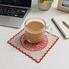 Insulated Hot Pot Pad 5Pcs Red Blessing Embroidered Doilies, Chinese Character Fabric Coaster, Square Decorative Tabletop Protection Mat Place