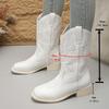 Fashion Autumn Shoes for Women New Embroidered Western Cowboy Boots Women Pointed Toe Thick Heel High Knee Boots Woman Botas De Mujer