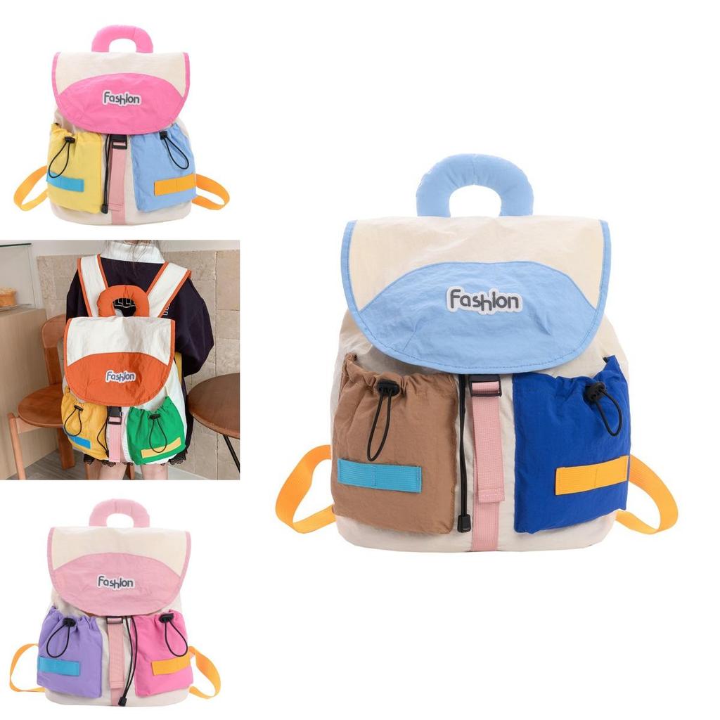 Kid Backpack With Color Block Design For School And Outdoor Travel