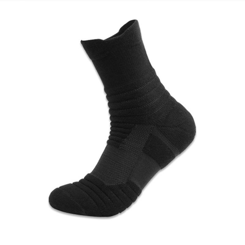 Men's Mid-Calf Sports Socks with Towel Bottom, Shock Absorption, and Anti-Slip for Running & Basketball