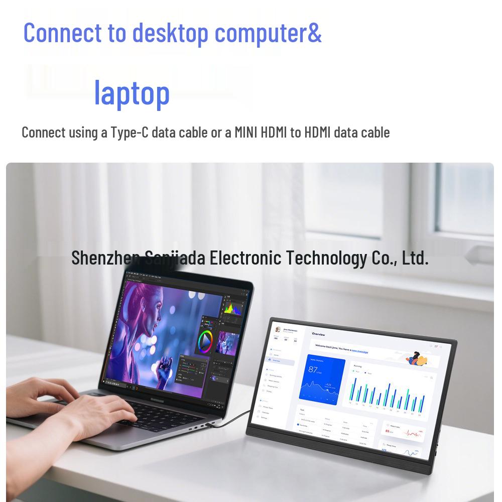 15.6" Portable IPS Monitor with Stand and Built-in Speakers for Office and Gaming