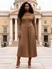 Elegant Plus Size Pure Color Beaded Dress with Miyake Pleats