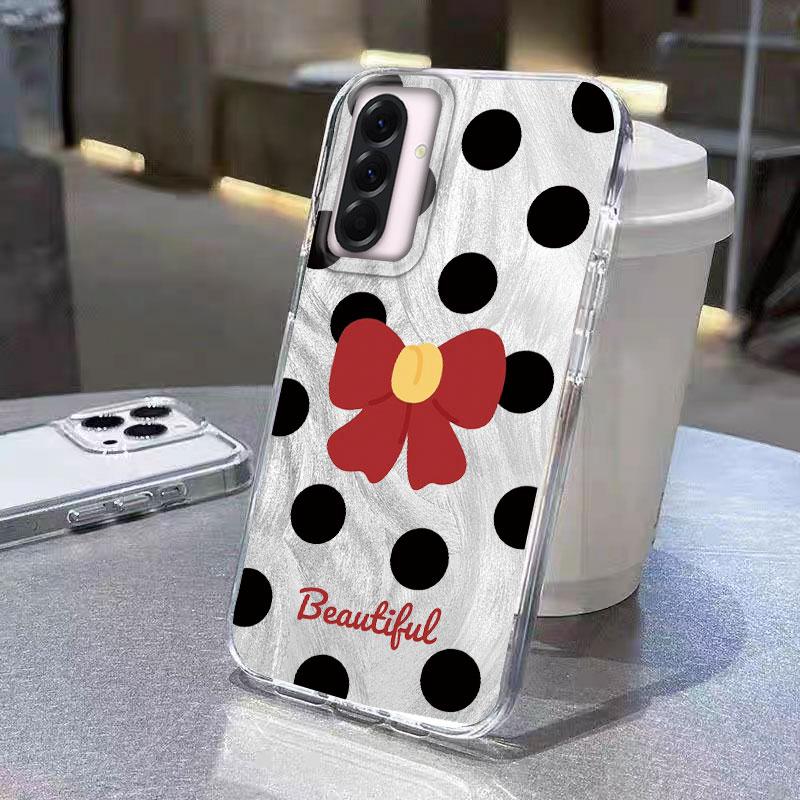 For Samsung Galaxy A56 A16 A26 A36 A06 A55 A35 A25 A15 A12 A32 A22 A14 A54 M22 M12 Luxury Butterfly Bow Print Laser Phone Case