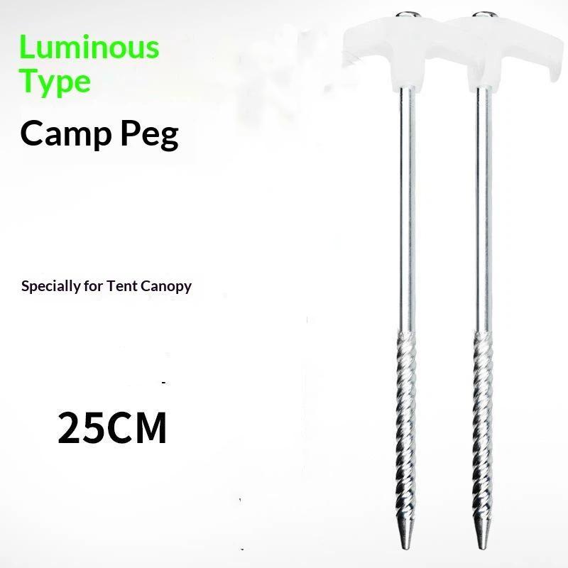 25cm Buiten Glow-in-the-Dark Schroef Tentpennen Heavy Duty Staal Voor Kamperen Strandtent Tarp Ankers