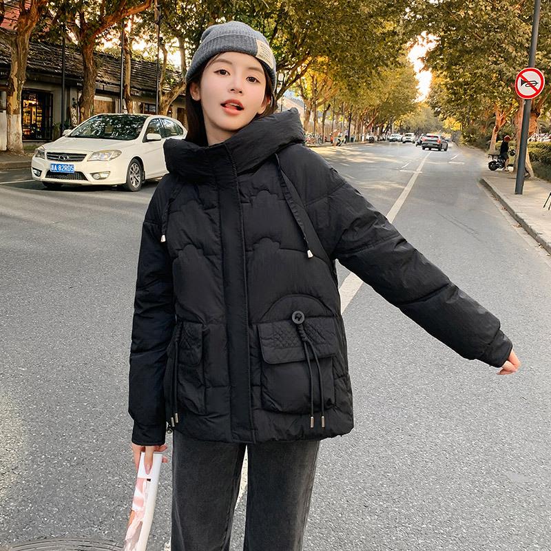 Women's Windproof Lightweight Fluffy Hooded Warm Cold Loose Short Section Casual Sports High Quality Fabric Jacket Cotton Jacket Coat