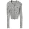 Women's Slim Fit Round Neck Zip-Up Knit Cardigan