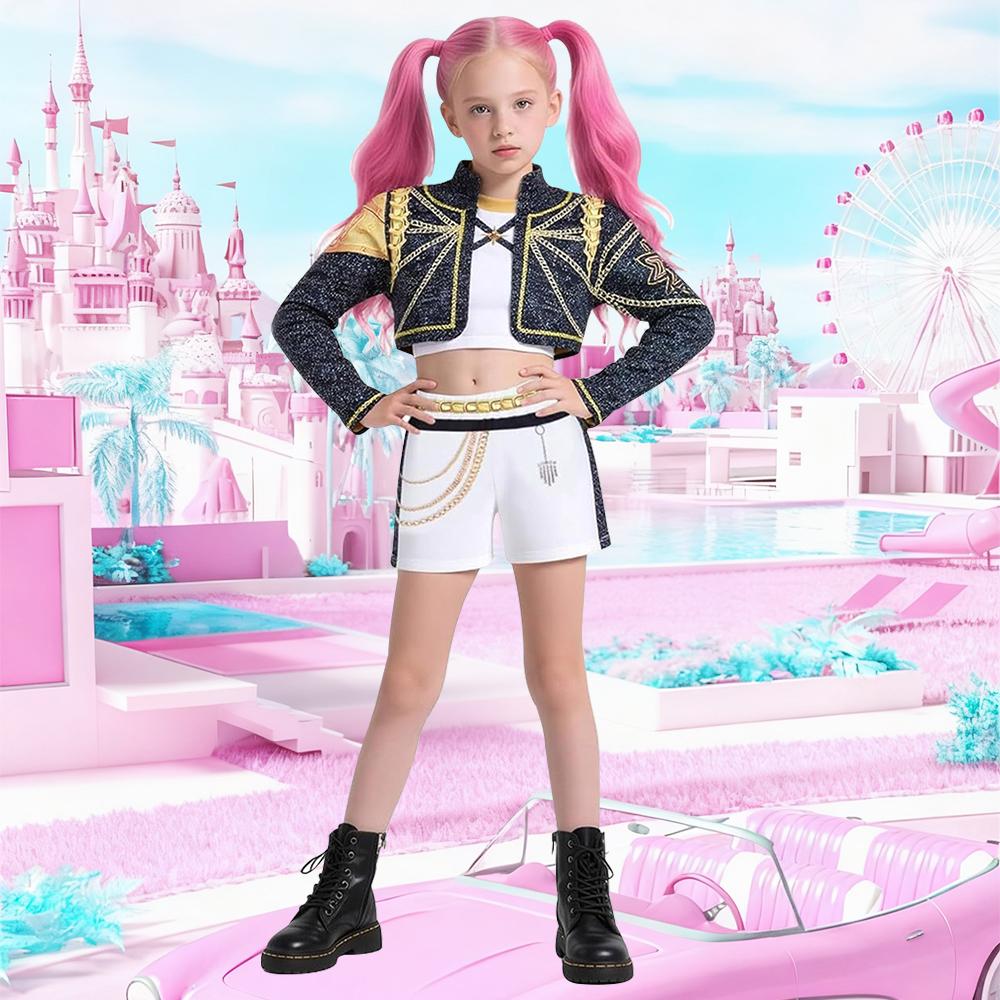 Kids Anime Kpop Demon Hunters Cosplay Costume Huntrix Rumi Mira Zoey Dress Girls Halloween Party Fancy Dress