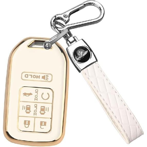 QBUC for Honda Odyssey 7 Button Key Fob Cover Case with Keychain for 2018-2024 Elite Touring EXL Sport EX Case Shell
