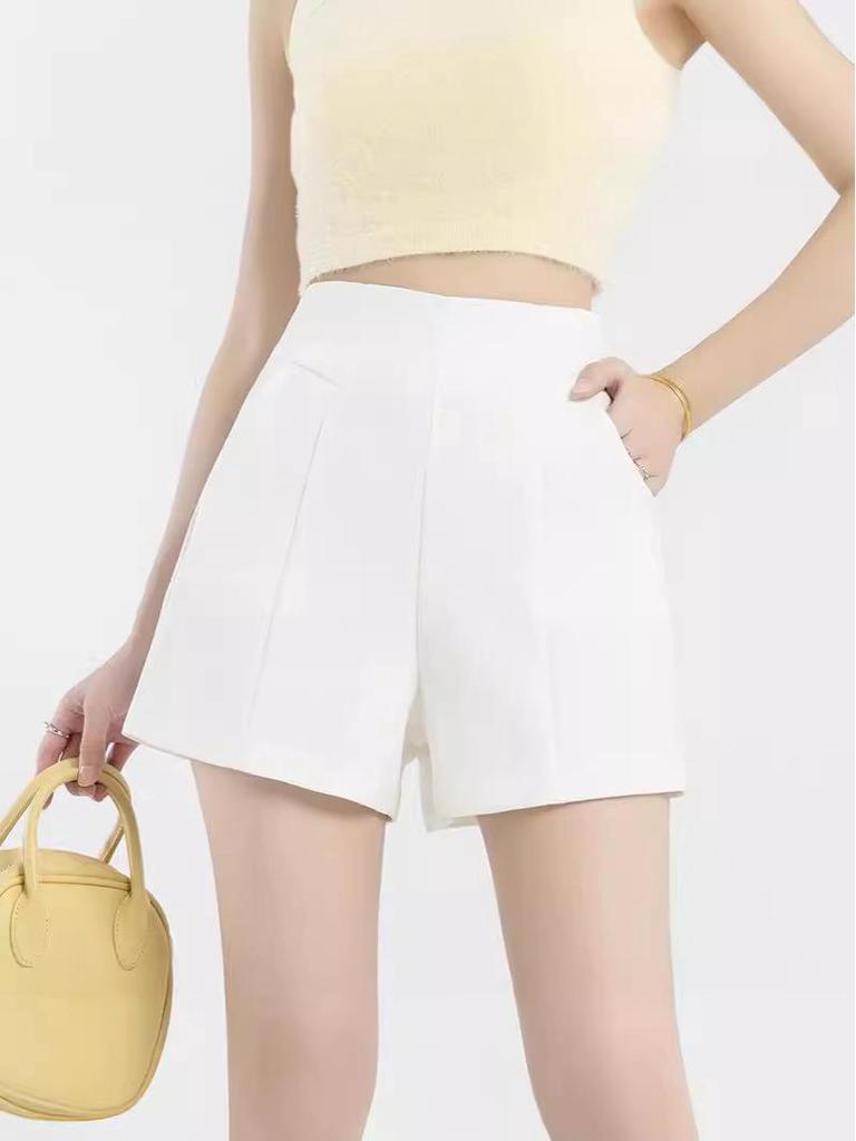 2024 Summer Women's High-Waist Korean Style A-Line Wide Leg Shorts