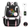 Personality Trend Cartoon Printing Double Shoulder College Style Student Leisure Schoolbag Multi-function Large Capacity