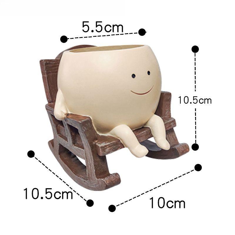Cute Resin Ghost Flower Pot Planter with Rocking Chair Skateboard Swing Tea Designs for Succulent Desktop Office Garden Decor