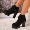 Winter Round Toe Suede Comfortable High Heels Anti Slip Casual Boots Fashionable New Style Sexy Elegant Short Boots for Women