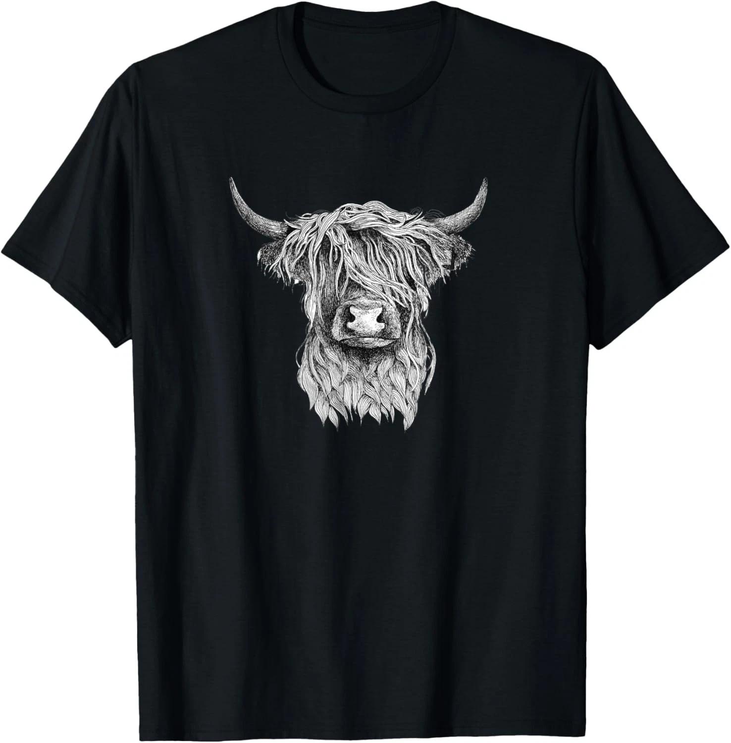 Highland Cow - Hand Drawn Illustration T shirt 2XL