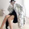 European & American Lynx Leopard Print Lapel Fox Fur Coat for Women – Long, Young Style