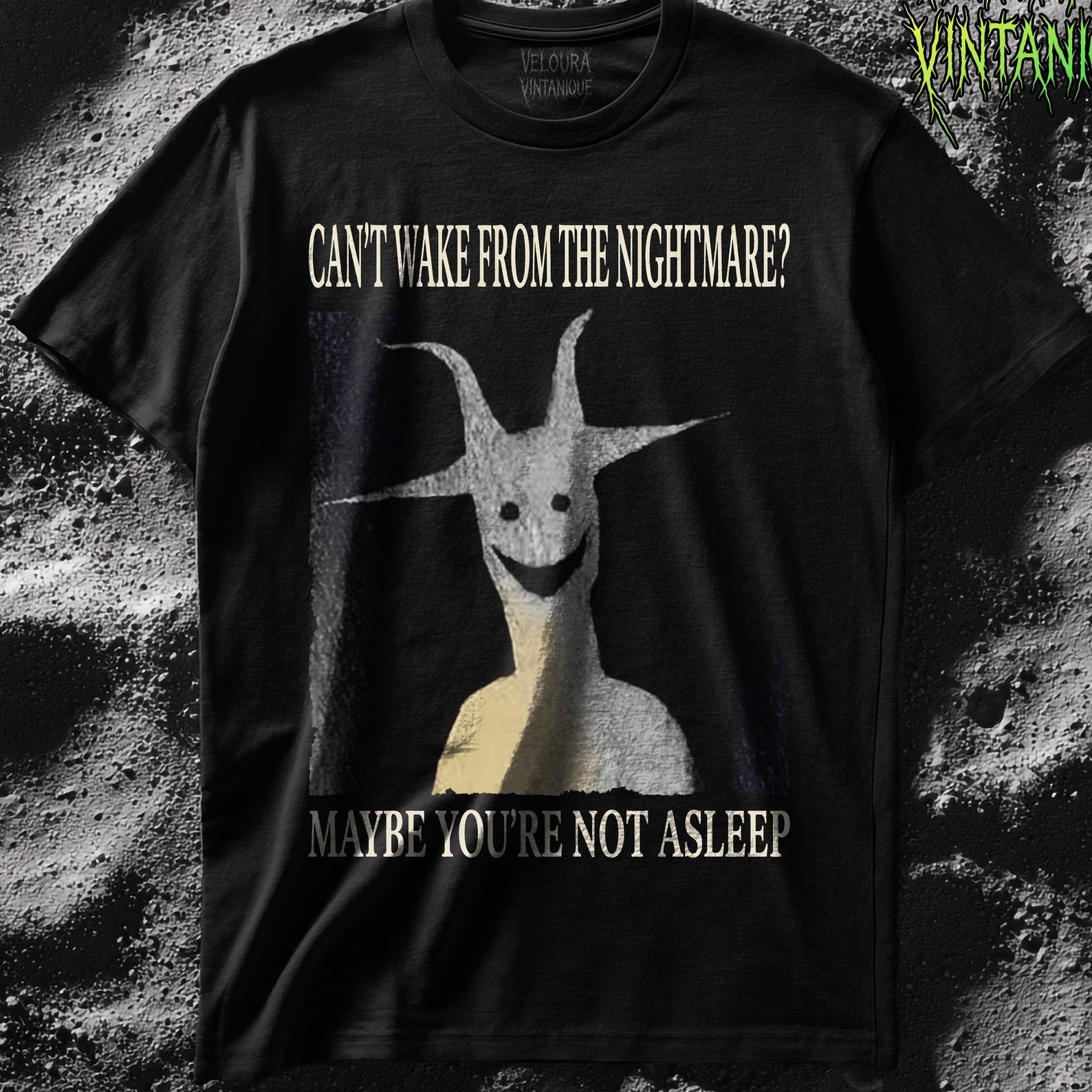 Can t Wake From The Nightmare Horror T-Shirt Analog Horror Creature Graphic Tee 2XL