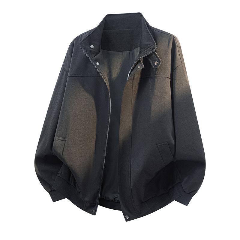 Stand Up Collar Men's Autumn Jacket American Loose Casual Jacket Top Versatile Plus Size