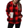 Plush Jacket Autumn and Winter New Long Sleeved Hooded Plaid Plush Women's Hoodie