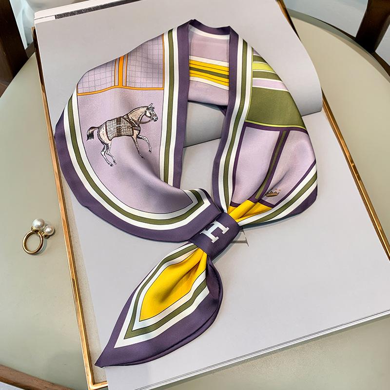 Fashion new cross small silk scarf women's headband Korean version spring, autumn and summer professional scarf small scarf square scarf headband