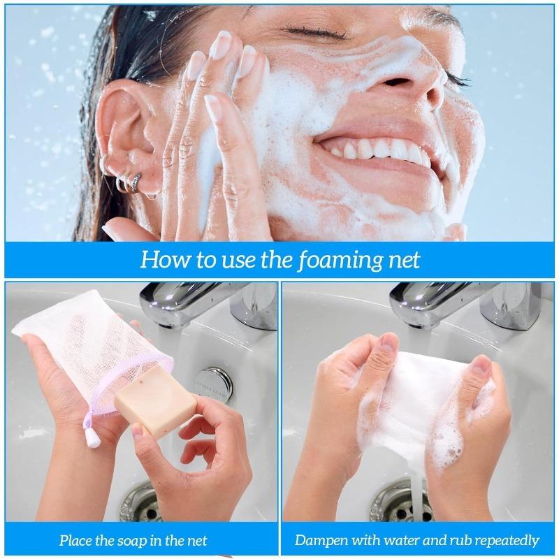 1-100PCS Facial Lathering Net Soap Saver Pouch for Shaving Cream Rich Foam Generator Face Wash Body Wash Bath Accessories