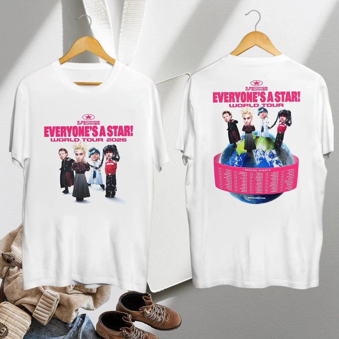 

5 Seconds of Summer Tour 2026 100% Cotton T-shirt Mens Tees Top 2XL