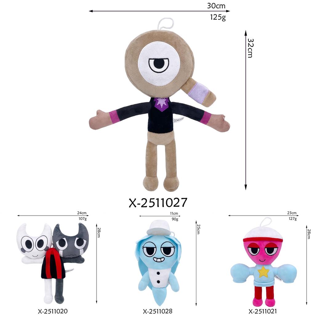 Kolekcja pluszowych zabawek Dandy's World z uroczymi postaciami w różnych kolorach
