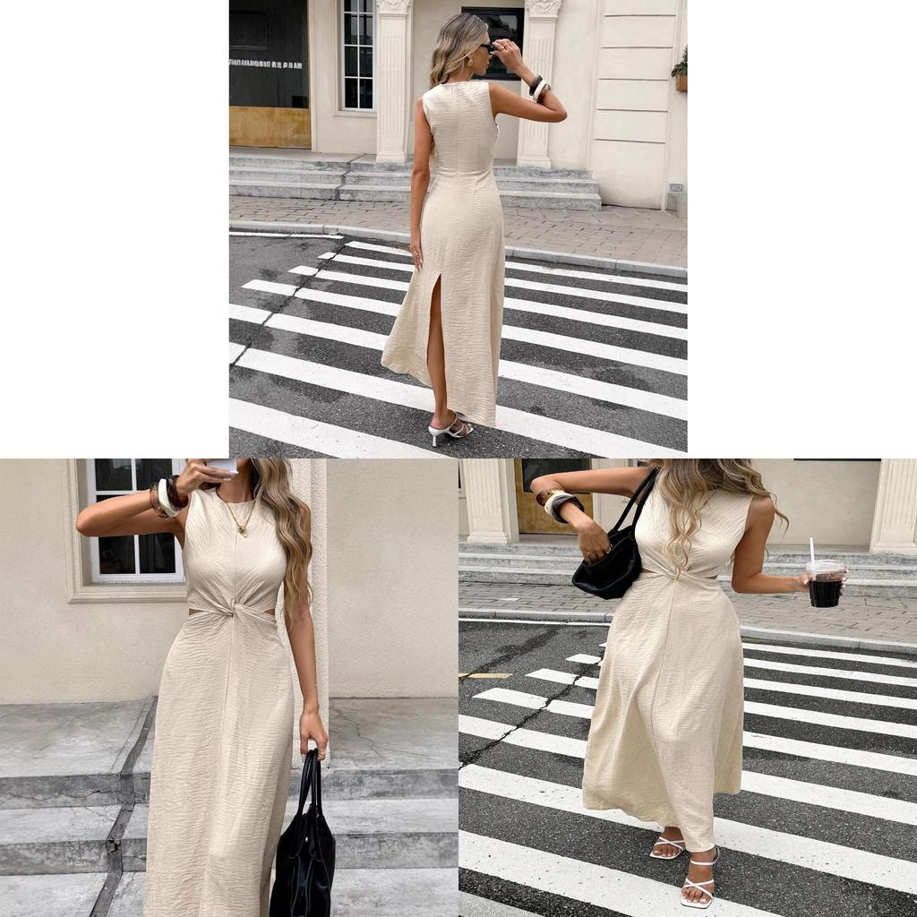 Summer Elegant Sleeveless Wrap Dress With High Waist For Casual And Business Wear