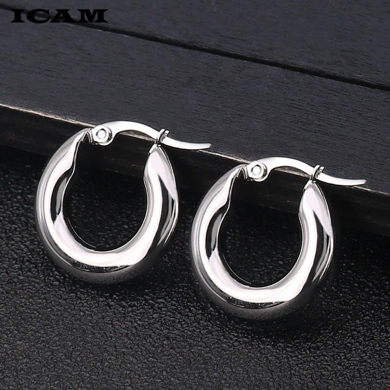 

20mm Diameter Wide Solid Punk Hoop Earrings Fashion Jewelry Statement Earrings for Women Brincos Round Wholesale Gift 20mm серебряный