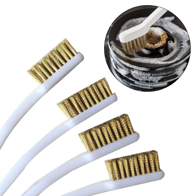 Copper Plated Brush For Industrial Devices Surface-Inner Polishing Grinding Cleaning Brush 3 Row Wire Brush Rust Remover
