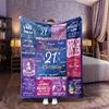 1pc 21St Birthday Flannel Blanket for Him Or Her - Cozy All-Season Throw with Fun & Inspirational Messages Contemporary Style Mixe