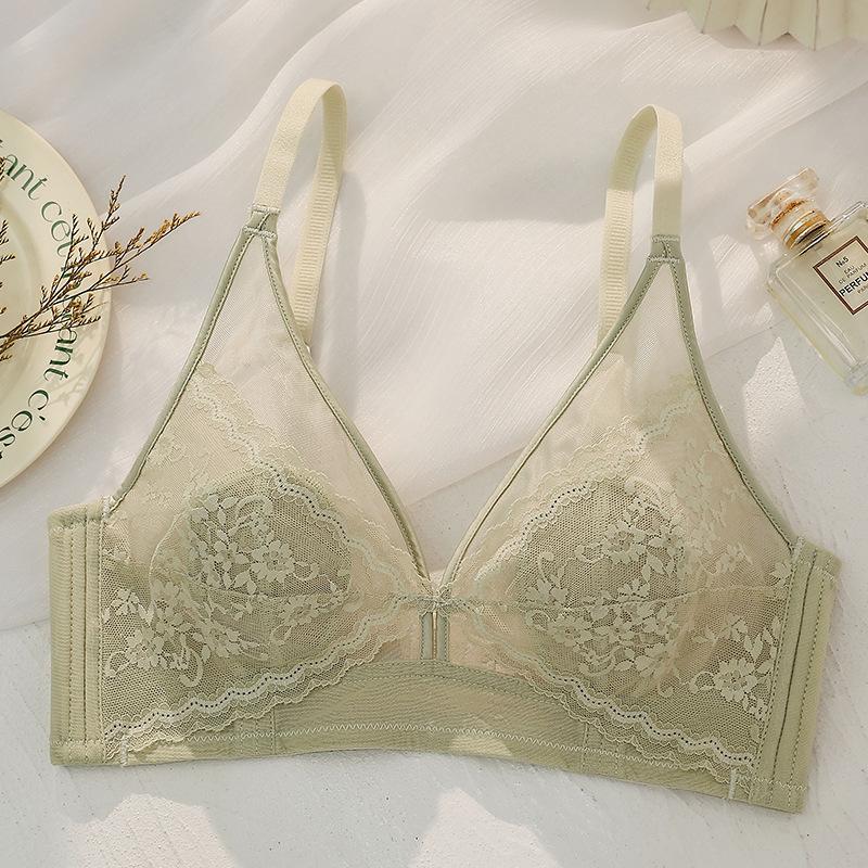 Female Thin Small Chest Bra Upper Support Gathering No Steel Ring Bra No Sponge Ultra-thin Bra Big Chest Small Chest