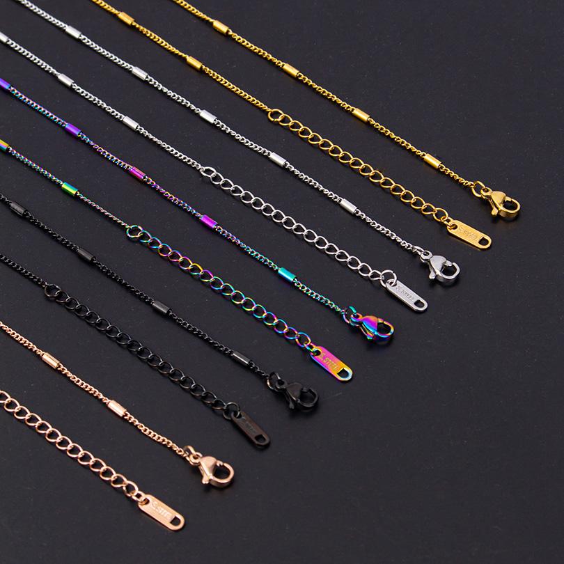 1/10pcs Metal Stainless Steel Necklaces For Women Men Accessories Diy Jewelry Making 40+5cm Long Chains Around Neck Chains Gift