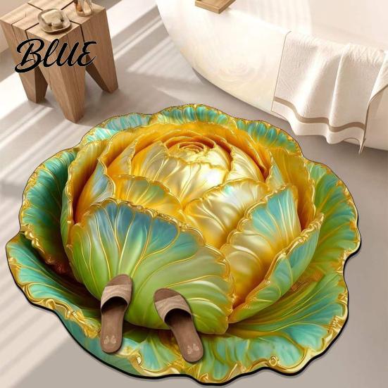 3D Visual Effect Living Space Mat Non-Slip Cabbage Floor Rug Chinese Absorbent Bathroom for Entrance