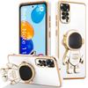 Korpuss - Xiaomi - Redmi Note 11 - Note 11S - Silikona Triecienizturīgs - 3D Astronauta Statīvs - Balts