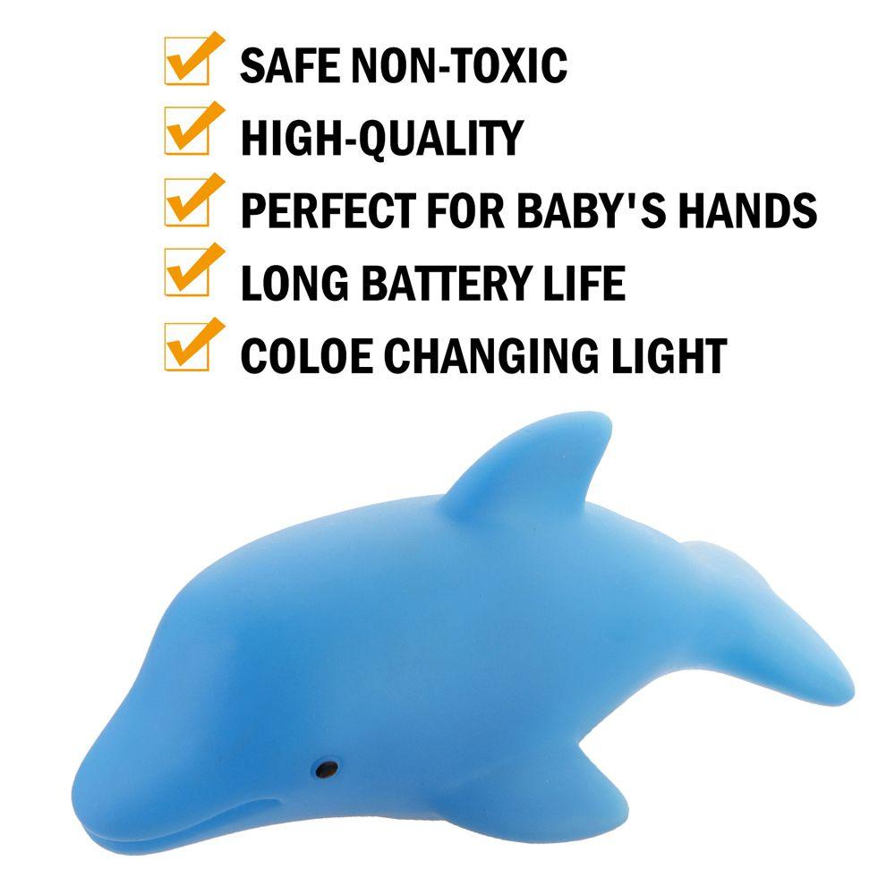Bathroom Baby Dolphin Bath Toys LED Lamp Bath Toys Up Water Floating Toy Glowing Beach Toys