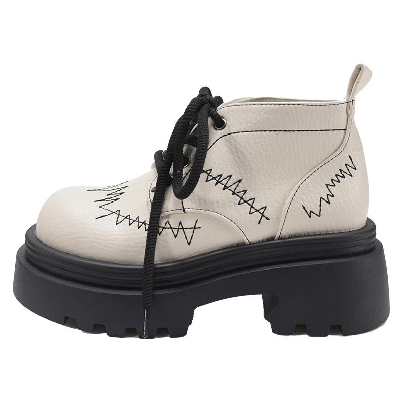 New Retro Thick Heel Platform Women s Boots Spring Autumn British Style Women s Shoes Short Boots 35 3553₽