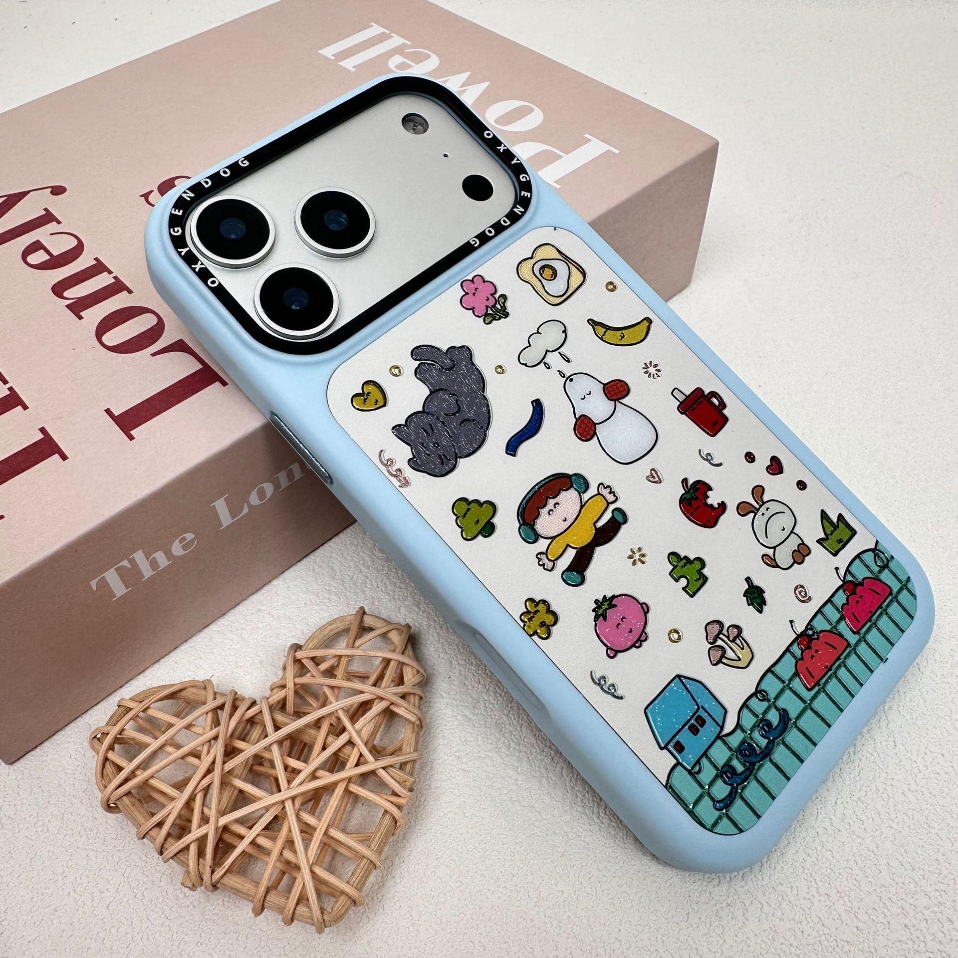 Trendy Oxygen Dog Picasso Gilded iP17 Protective Case - Drop-proof & Stylish Illustration iPhone 17 Pro