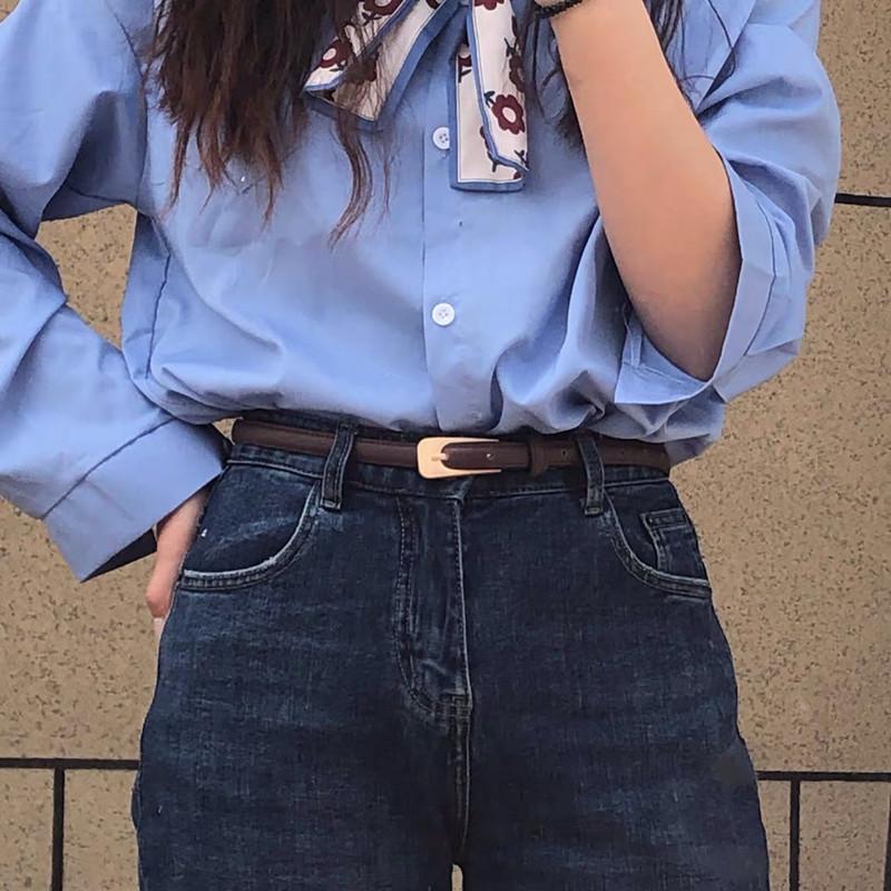 Color Simple Solid Gold Buckle Women Slim Waist Belt Casual Versatile And