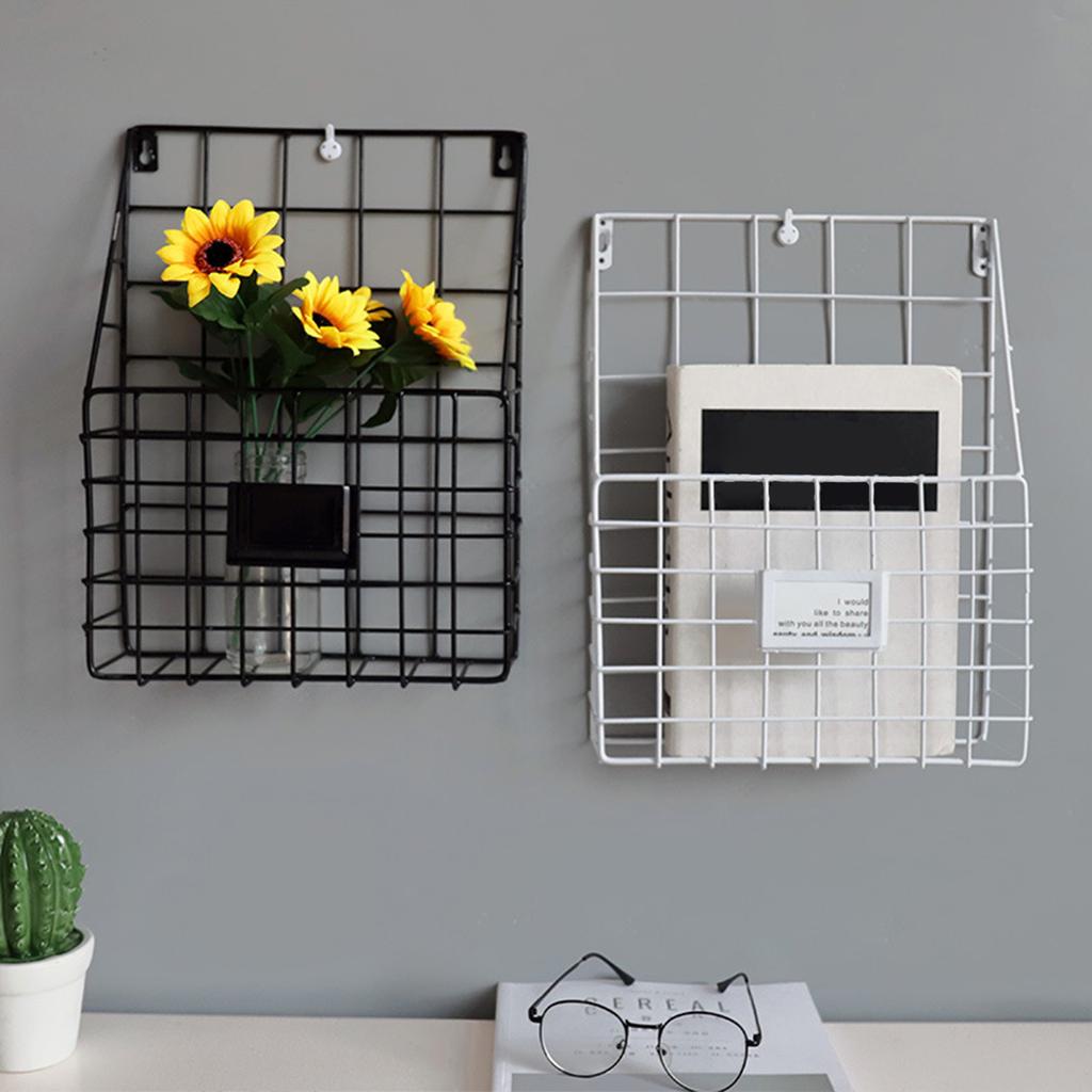 Iron Grid Book And Newspaper Rack Home Wall Decoration Wall Newspaper And Magazine Storage Bookshelf