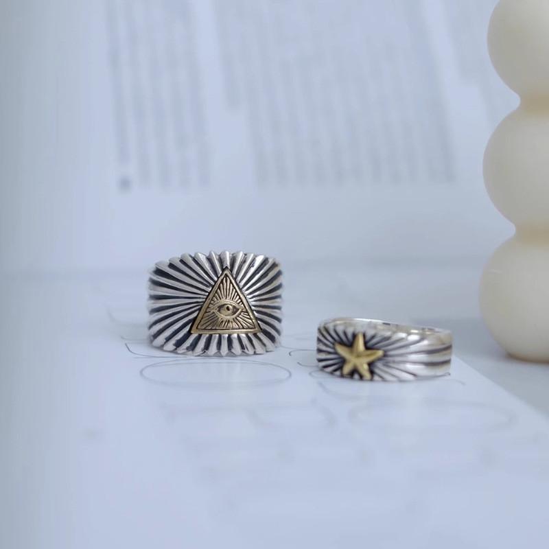 Fashionable Copper Geometric Ring Starburst Design Vintage Style Adjustable For Women