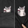 Pocket Cat Short Sleeved T-shirt Men's Shirt Cat T Brown Bear Fun Novel Pet Shirt