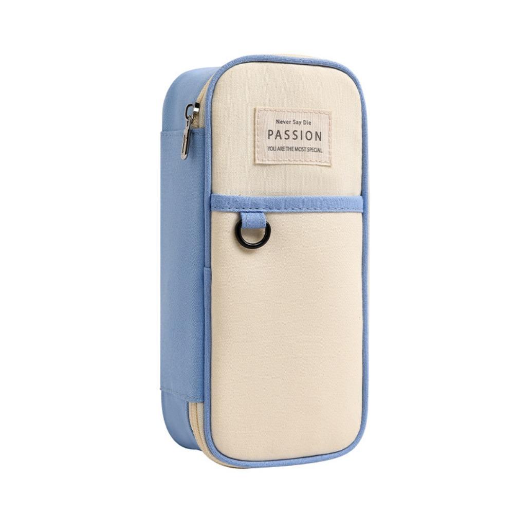 Simple Design Pen Bag Large Capacity Double-Layer Stationery Box Durable Flap School Bag Student Use School Supplies