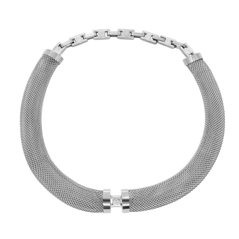 Elegant French Style Diamond Clavicle Necklace Mesh Choker with Patchwork Chain