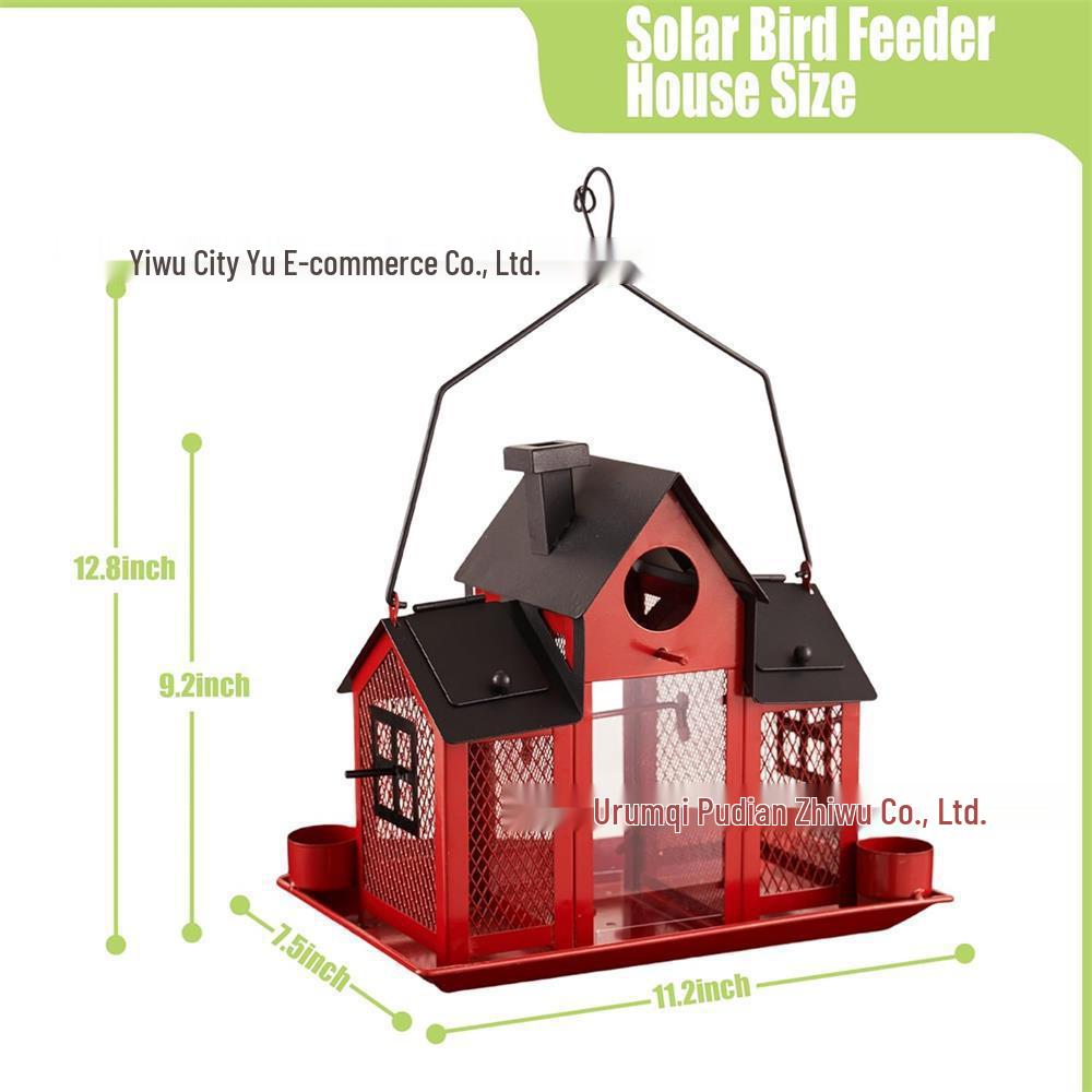 Solar-Powered Swinging Bird Feeder with Automatic Light-Up - Metal Garden Ornament