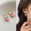 Romantic Pink Heart Shape Drop Earrings for Women Minimalist Gold Color Geometry Hoop Earrings Girl Temperament Party Jewelry