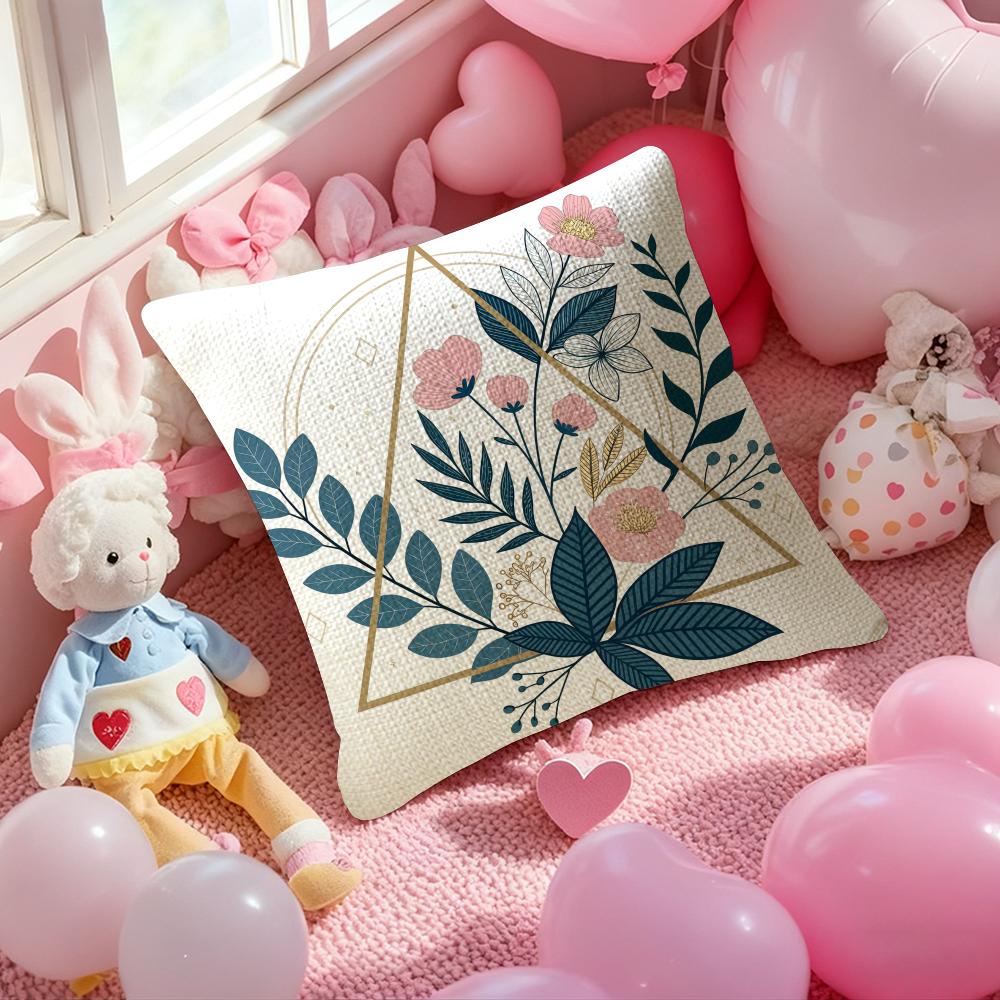 Modern Art Blossoms Cushion Cover Natural Linen Pillow Case Double-Sided Print Decorative Sofa Pillowcase Home Decor Gift