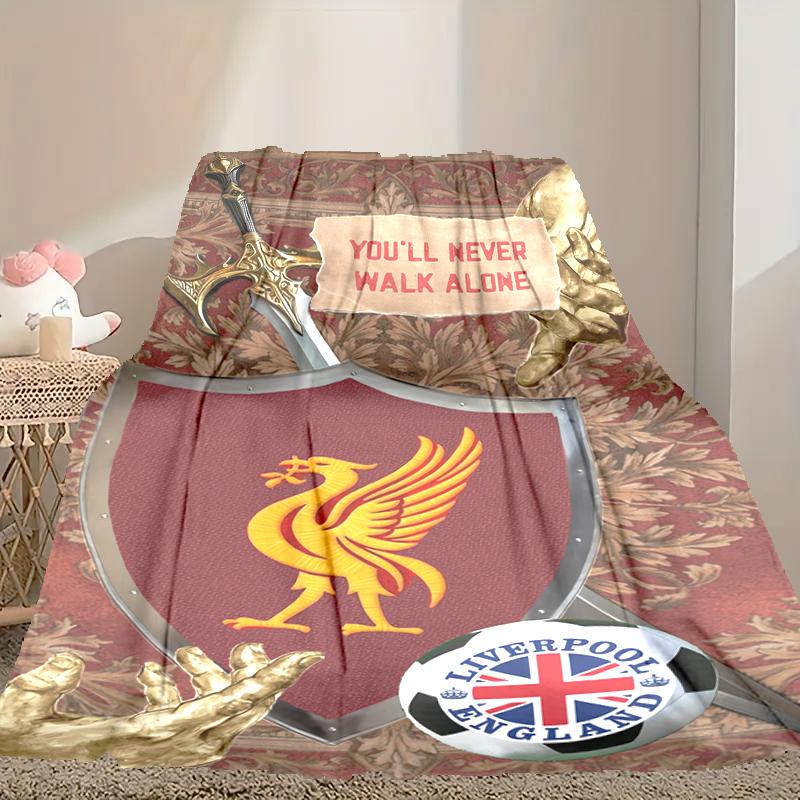 1pc Comfortable Home Print Throw Blanket, Liverpool FC Blanket For Bed and Sofa Use, Special Present For Family
